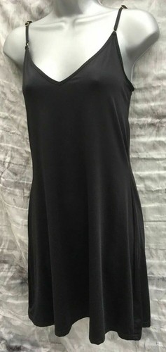 Ladies black satin nightie full slip nightwear underwear pyjamas nightdress NEW