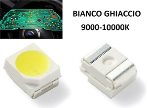 50 LED SMD PLCC2 3528 RETROILLUMINAZIO AUTO BIANCO GHIACCIO 9000-10000K 8-9LUMEN 