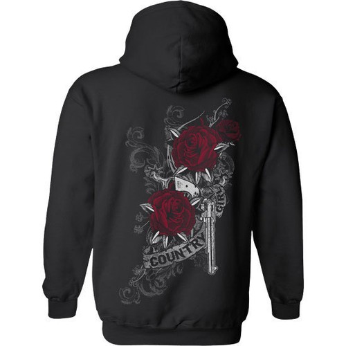Country Girl Rose Gun Women/'s Hoodie Sweatshirt
