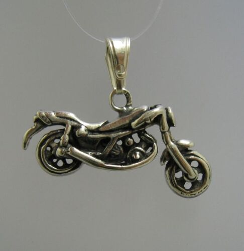 STERLING SILVER PENDANT CHARM SOLID 925 BIKER MOTORCYCLE CHOPPER NEW 