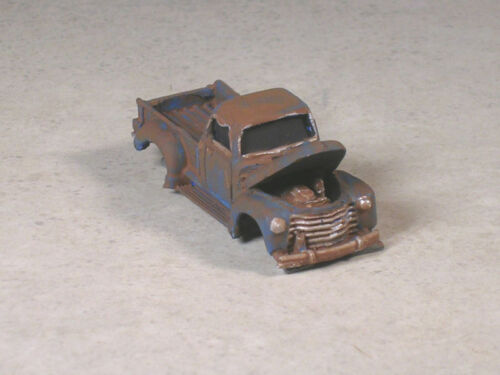 HO Scale Blue Rusted Out 1951 Chevy Pickup w// Hood up