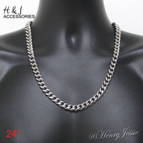 24"30"36"MEN Stainless Steel HEAVY WIDE 10mm Silver Cuban Curb Chain Necklace 