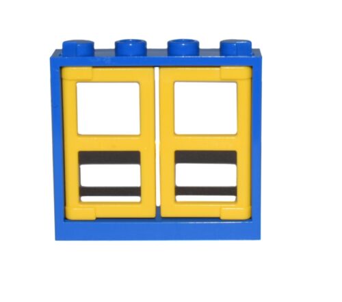 pack of 8 LEGO SLIM windows 1x4x3 BLUE frames YELLOW panes 