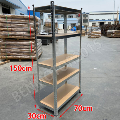 5 Tier Metal Deep Wide Garage Shelves Shelving Racking Storage 150x70x30cm NEW