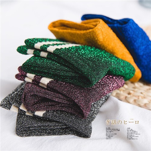 Winter Striped Glitter Women/'s Socks Harajuku Shiny Girls Streetwear Funny Sock