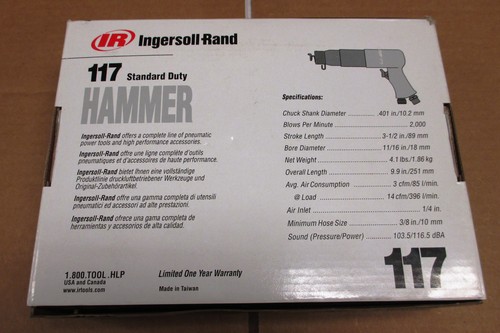 Free Shipping New Ingersoll-Rand 117 Standard Duty Air Hammer