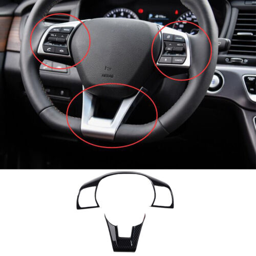 Carbon Fiber Steering Wheel Button Cover Trim 2pcs For Hyundai Sonata 2015-2019