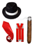 Homme adulte proxénète gangster chapeau bretelles cravate et cigare set années 1920 mafia déguisement