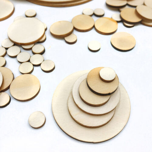 25-100PCS Chip Wooden Pieces Ornament Slices Circles Round DIY Craft Handmade