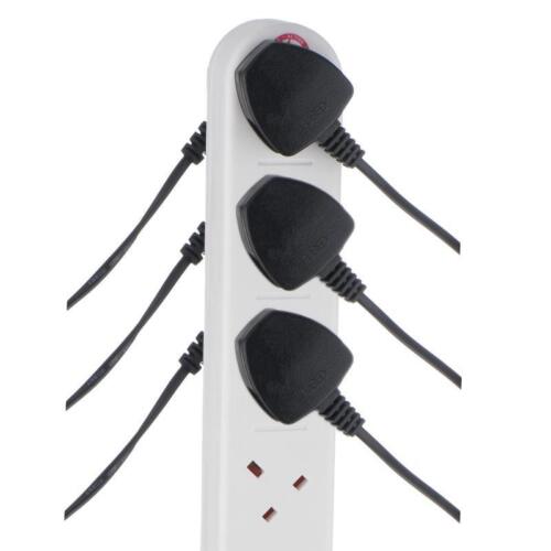 10 Way Power Extension Lead Surge Protector Socket White Multi Plug Cable Gang