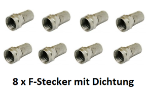 8 x Qualitäts Sat F-Stecker 7mm mit Dichtring NEU!