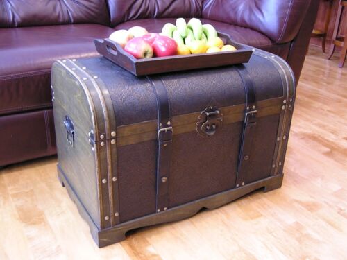 Antique Victorian Wood Storage Trunk Wooden Hope Chest Set of Two Trunks