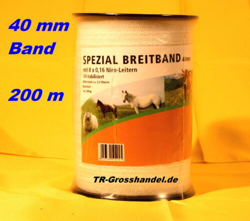 200 m 40 mm 0,0635€//m Weidezaunband Weidezaun Band Breitband Niro