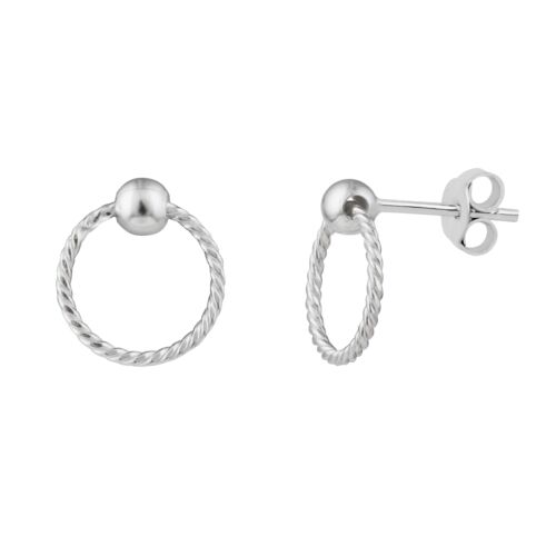Sterling Silver Twisted Circle Ball Stud Earrings