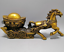10.8“”China antique Collection brass Horse PULL vehicle Yuanbao Carve image