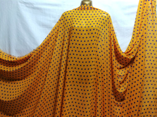 *NEW*Pale Orange//Royal Blue Chiffon Polka Dot Print Dress//Craft Fabric*FREE P/&P*