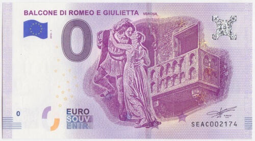 Zero 0 Euro Souvenir Balcone di Romeo e Giulietta Verona 2018 Italy UNC