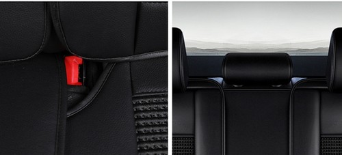 Black PU Leather /& Fabric Full Set Seat Covers Padded For Kia Hyundai