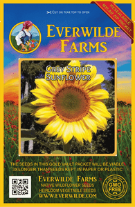 25 Grey Stripe Sunflower Wildflower Seeds Everwilde Farms Mylar Seed Packet