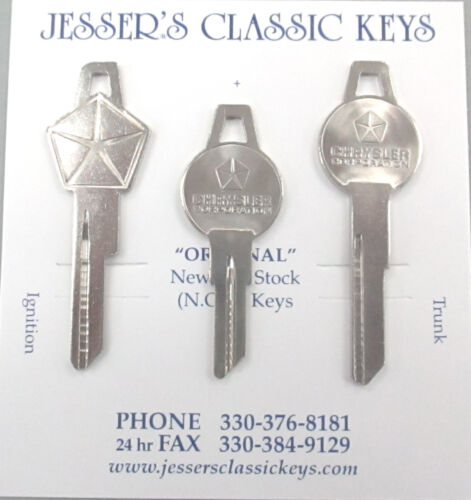 MOPAR NOS Original 1966 Keys CHRYSLER PLYMOUTH DODGE Ignition// Trunk// Gas Keys