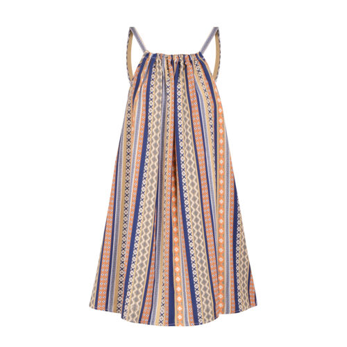 Women Boho Sleeveless Stripe Holiday Beach Summer Swing Mini Dress Plus M-6XL