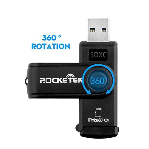 USB 3.0 SD Card Reader Rocketek 2 Slots Memory Card Reader with a Build-in Micr