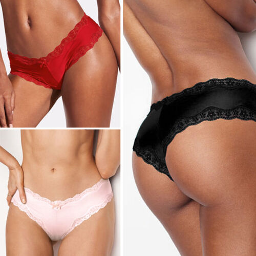 1-3PC Solid Color V Cut Briefs Cheeky Panty Lace Trim Underwear Lingerie Boudoir 
