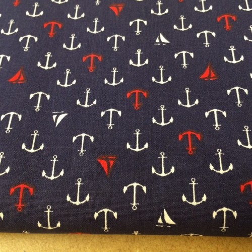 Shabby Chic Anchor 100/% Cotton Fabric Price per 1//2 metre