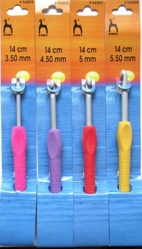 PONY SOFT HANDLED CROCHET HOOKS 14 CM LONG IN VARIOUS SIZES
