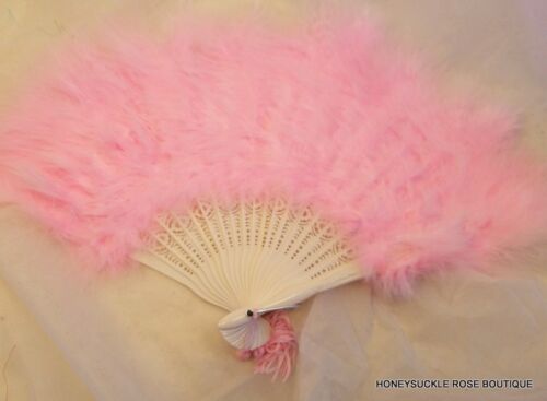 Feather Fans 5 colors Light Pink Mauve Brilliant Turquoise and Green Peach