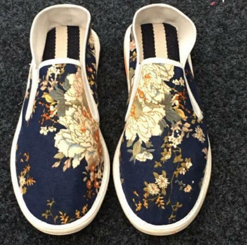 Mens Pumps Floral Printing Walking Driving Slip On Loafers Flat Shoes Chinese