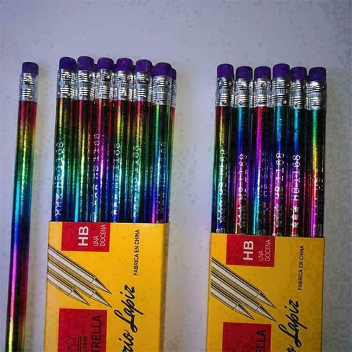 12 Stück Regenbogen-Bleistift mit Radiergummi Regenbogen O2I2 W9G8 B3M8 Neu T4X6