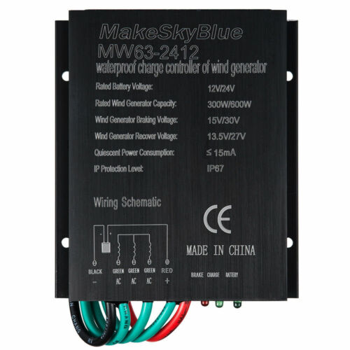 MakeSkyBlue Wind Charge Controller IP67 Waterproof Auto 300W 12V 600W 24V 