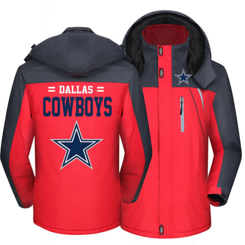 Dallas Cowboys Fans hooded Zip Thicken Fleece winter Hoodie Ski Suit Jacket Coat