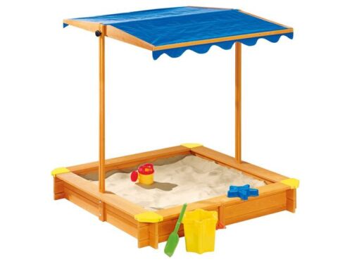 Playtive Junior Sandkasten mit Dach Fichtenholz Holz Plane Sandkiste Sandbox NEU