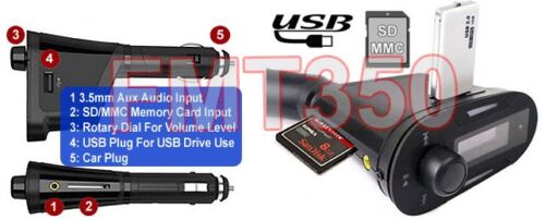 In-Car FM Transmitter MP3 Player W// 3.5mm Aux Input SD MMC Input USB Input