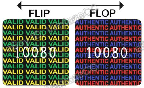 15 mm Carré valide//Authentic Flip-Flop vide Medium Hologramme Stickers étiquettes