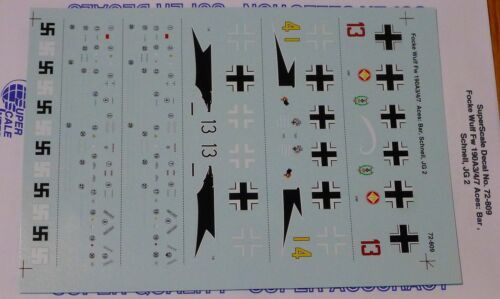 Schnell Microscale Decal 1:72 Scale #72-809 Focke Wulf Fw 190A3//4//7 Aces Bar