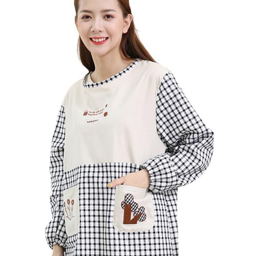 Apron Kitchen Waterproof And Oil-Proof Long Sleeve Cooking Work With Pockets 6A