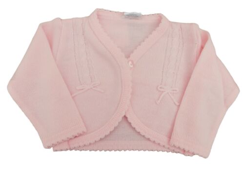 BNWT Baby girls pink or white knitted cardigan bolero 6-12m 12-18m 18-24 months