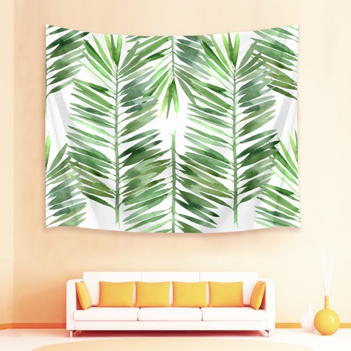 Rain Forest Watercolor Palm Leaf Tapestry Wall Hanging Living Room Bedroom Decor