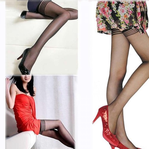 Stay-Up Women Tights Thigh-highs Pantyhose Stripes Stockings