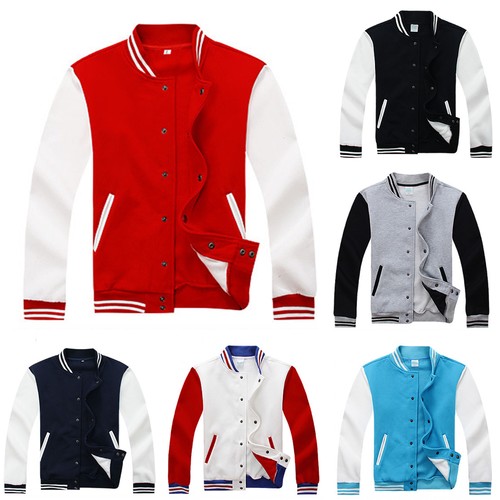Men Fashion Varsity Jacket College University Letterman Baseball Coat Outfits