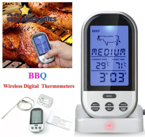 Digital Wireless Barbecue BBQ Meat Thermometer Remote Grill Cooking Probe A3US