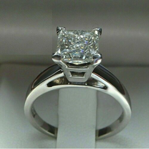 Details about  &nbsp;White Diamond Ring 4.80 CT White Princess Cut Wedding Ring 925 Sterling Silver
