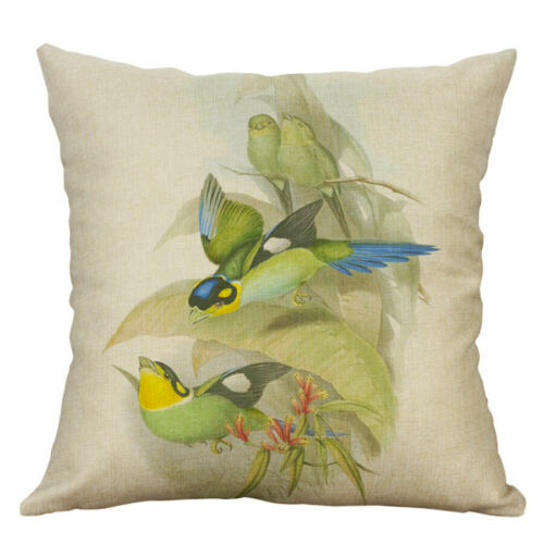 Cotton Linen Home Cushion Cover Decoration Bird Retro Pillowcase
