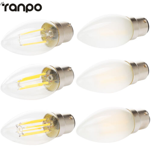 Dimmable Retro LED Chandelier Candle Light Edison Bulb B22 4W 6W Filament Lamp 