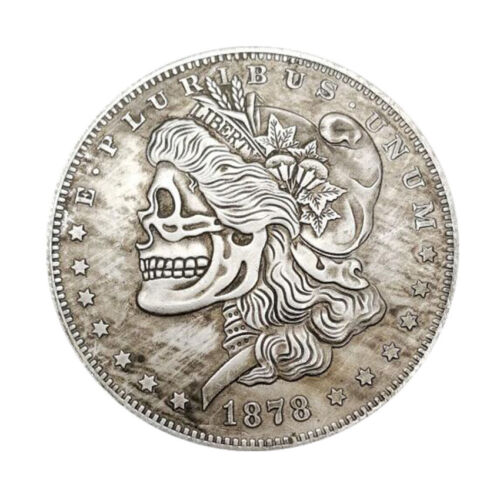 1878 Morgan Dollar Hobo Nickel coin skull zombie skeleton fantasy Hobo Nickels