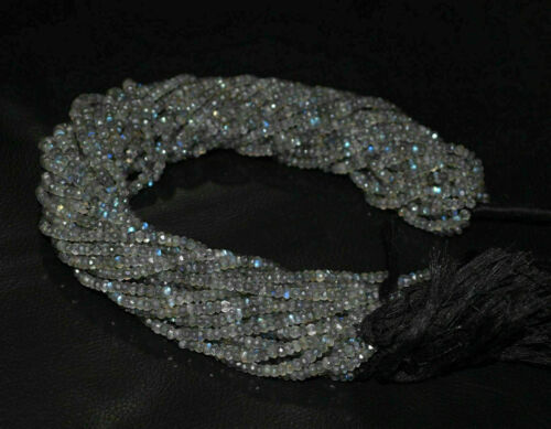 Lot ! Natural Blue Labradorite Gemstone 3-4mm Rondelle Beads 12.5" Loose Strand 