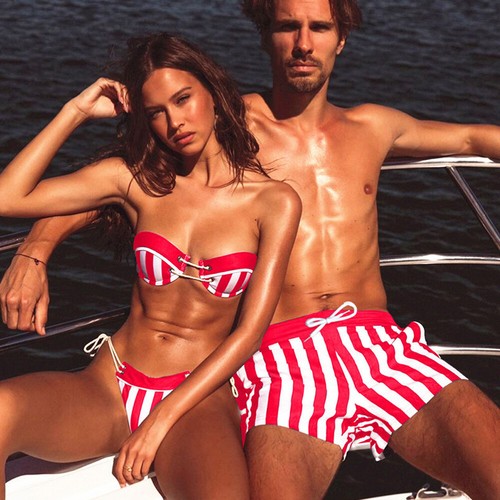 Women Bikini Set Bandage PushUp Padded Men Beach Short Swimwear Swimsuit Bathing
